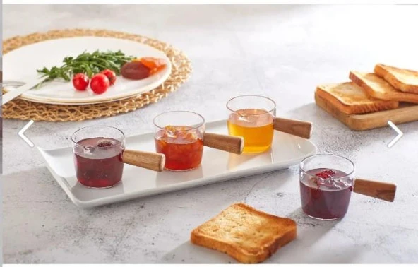 Ahşap Saplı Mika Sosluk 2li Mini Sosluk Reçellik Sunum Seti ürün görseli 1