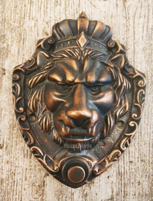 House2home El Yapımı Pirinç Aslan Kapı Zili Bakır ürün görseli 1