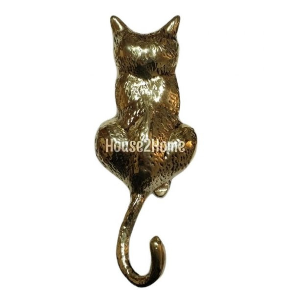 House2Home Pirinç Kedi Kapı Tokmağı, Tak Tak, Sarı ürün görseli 1