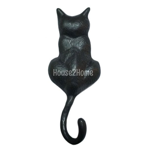 House2Home Pirinç Kedi Kapı Tokmağı, Tak Tak, Oksit Siyah ürün görseli 1