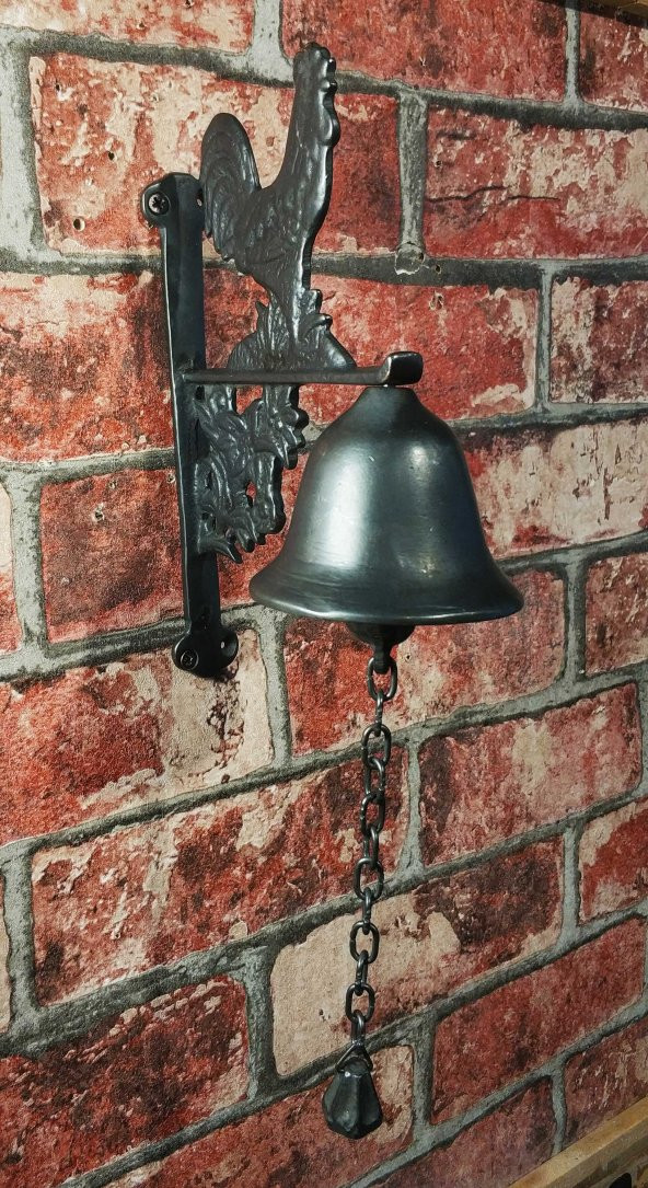 House2Home El Yapımı Pirinç Horoz Kapı Çanı, Oksit Siyah ürün görseli 1