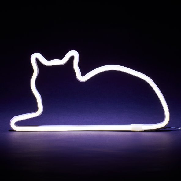 Mustard Sitting Cat Led Işık - Resim 3