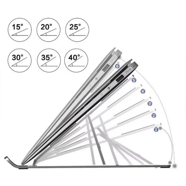 PrimeX ADS-AL05 Alüminyum Ayarlı Laptop Macbook Notebook Yükseltici Tutucu Stand ürün görseli 1