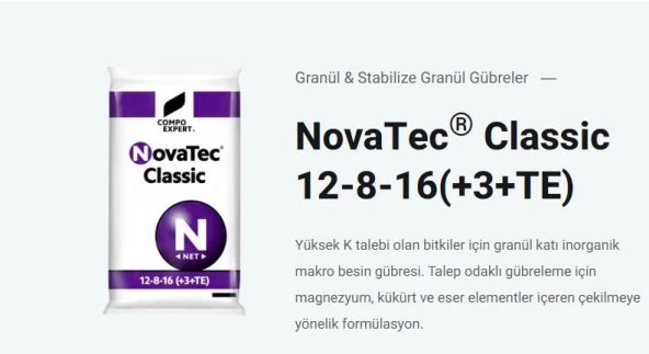 PTTAVM: COMPO NOVATEC CLASSC GBRE (12-8-16 3MGO+ME) 25 KG
