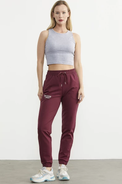 Jogger Eşofman Altı - Bordo - Resim 4