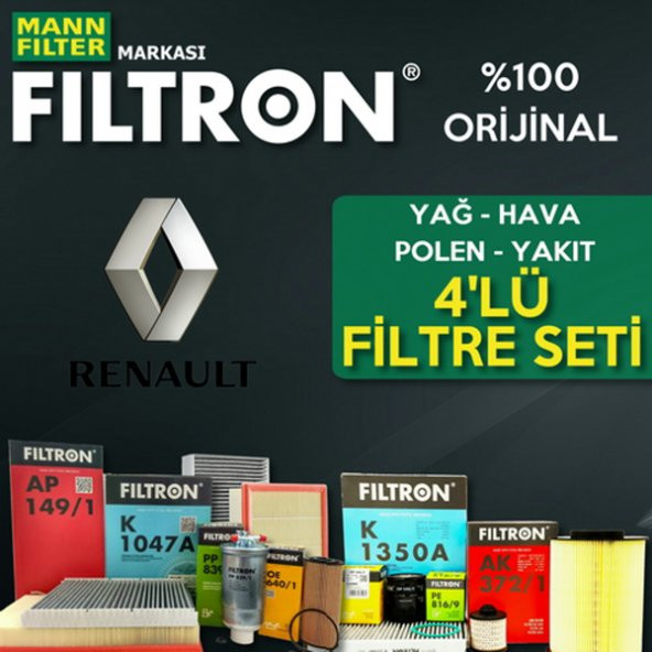Renault Megane 2 1.6 16v Mann Filtron Filtre Bakım Seti 2003-2009 ürün görseli 1
