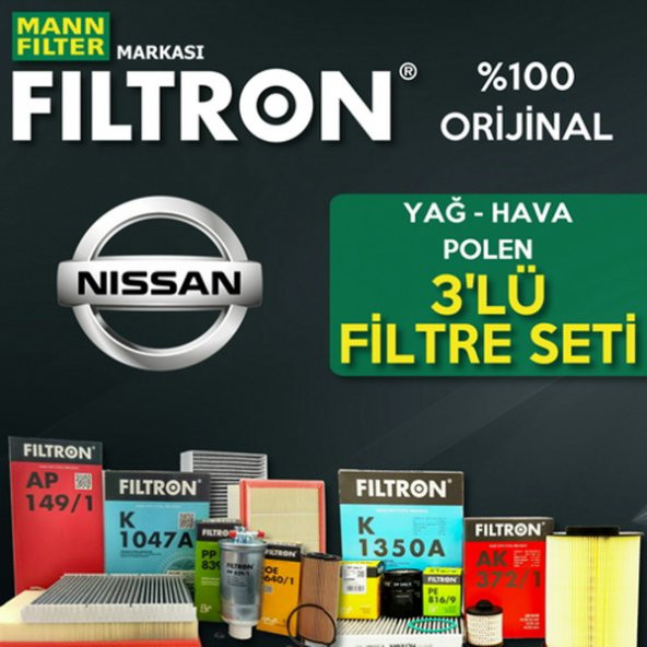 Nissan Note 1.4 Mann Filtron Filtre Bakım Seti E11 2006-2013 ürün görseli 1