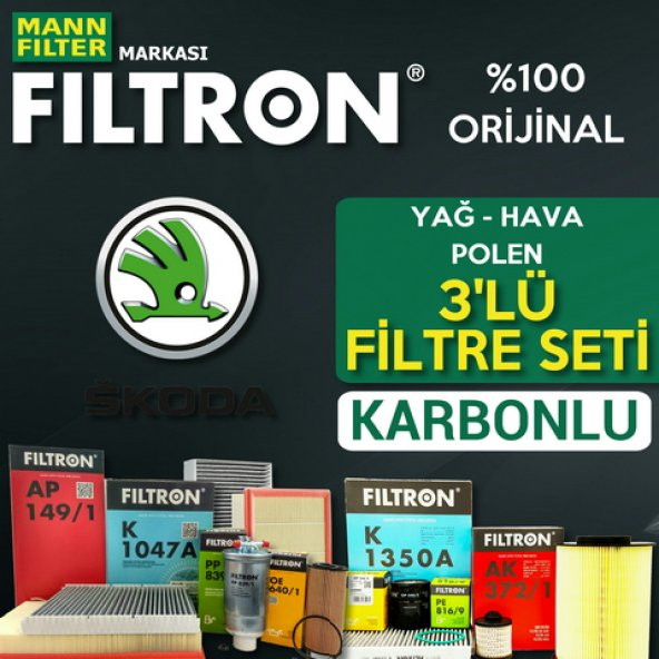 Skoda Fabia 1.2 Benzinli Mann Filtron Filtre Bakım Seti 2007-2014 ürün görseli 1