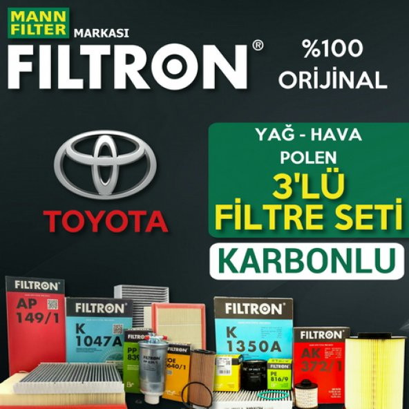 Toyota Corolla 1.6 VVTi Filtron Filtre Bakım Seti 2019-2021 ürün görseli 1