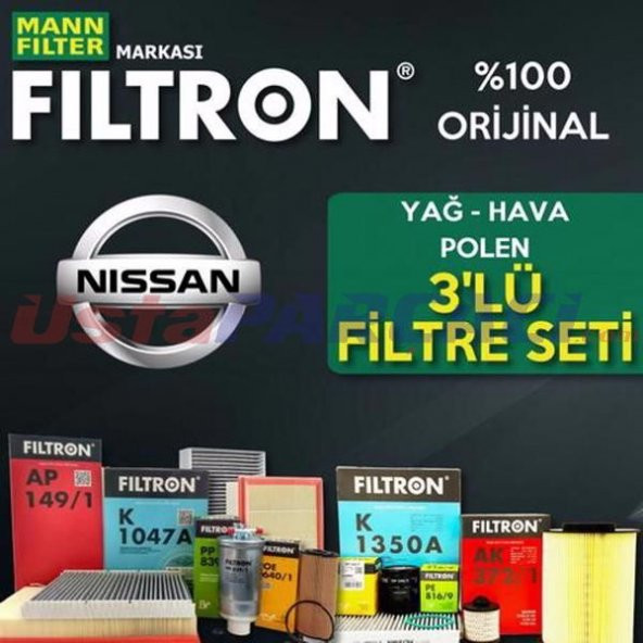 Nissan Micra 1.2 Mann Filtron Filtre Bakım Seti k12 2003-2010 ürün görseli 1