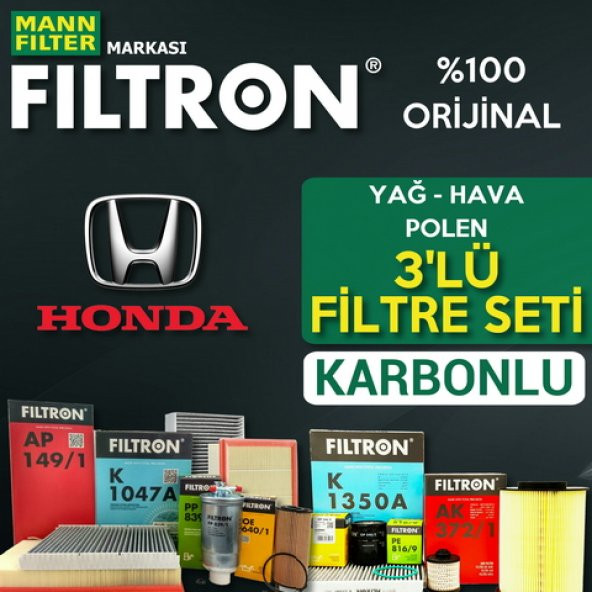 Honda Civic 1.6 FD6 Filtron KARBONLU Filtre Bakım Seti 2007-2012 ürün görseli 1