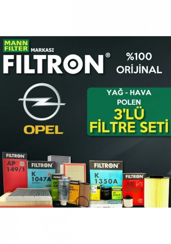 Opel Astra J 1.4 16V Turbo Filtron Filtre Bakım Seti 2010-2015 3lü ürün görseli 1