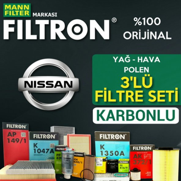 Nissan Qashqai 1.6 DCI Filtron KARBONLU Filtre Bakım Seti 2014-20 ürün görseli 1