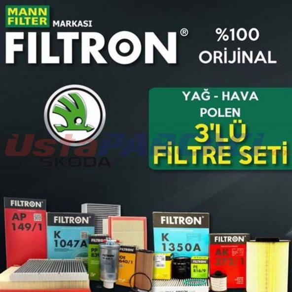Skoda Octavia 1.6 TDI Mann Filtron Filtre Bakım Seti 2009-2012 ürün görseli 1