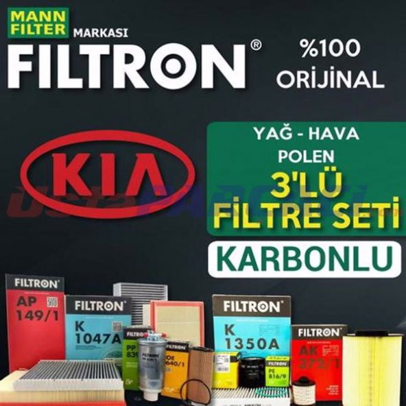 Kia Rio 1.4 CRDI Filtron KARBONLU Filtre Bakım Seti 2011-2017 ürün görseli 1