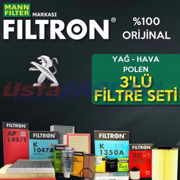 Peugeot 307 1.4 HDI Mann Filtron Filtre Bakım Seti 2001-2009 ürün görseli 1