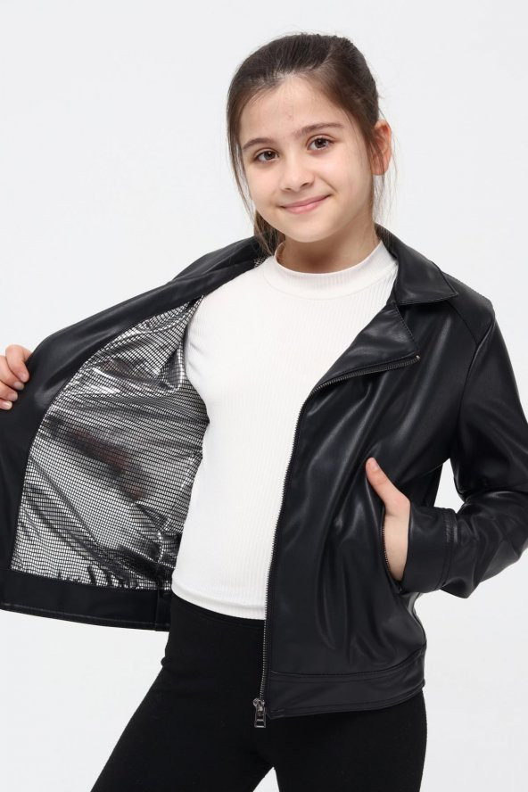 Benittokids Kız Çocuk Deri Ceket 51262 - Resim 8