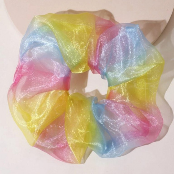 Renkli Büyük Boy Scrunchie Lastik Toka ürün görseli 1