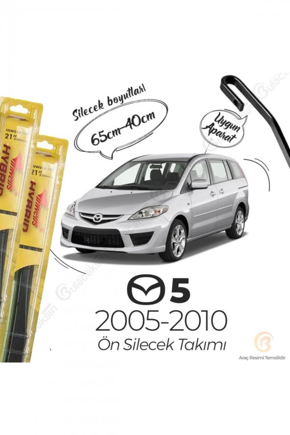 Inwells Mazda 5 Silecek Takımı (2005-2010) Inwells Hibrit ürün görseli 1
