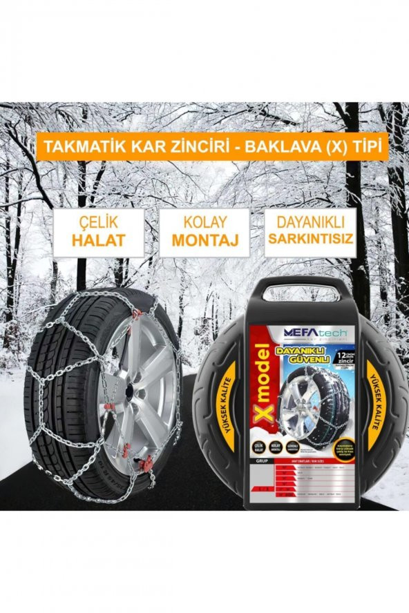 MEFATECH Kar Zinciri 165/40/r16 X Tipi Binek Suv Takmatik Kolay Montaj ürün görseli 1