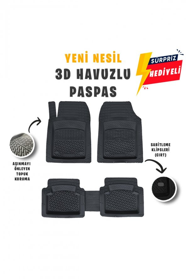 SAFİR Hyundai Accent 1999 Model 3d Havuzlu Siyah Paspas ürün görseli 1