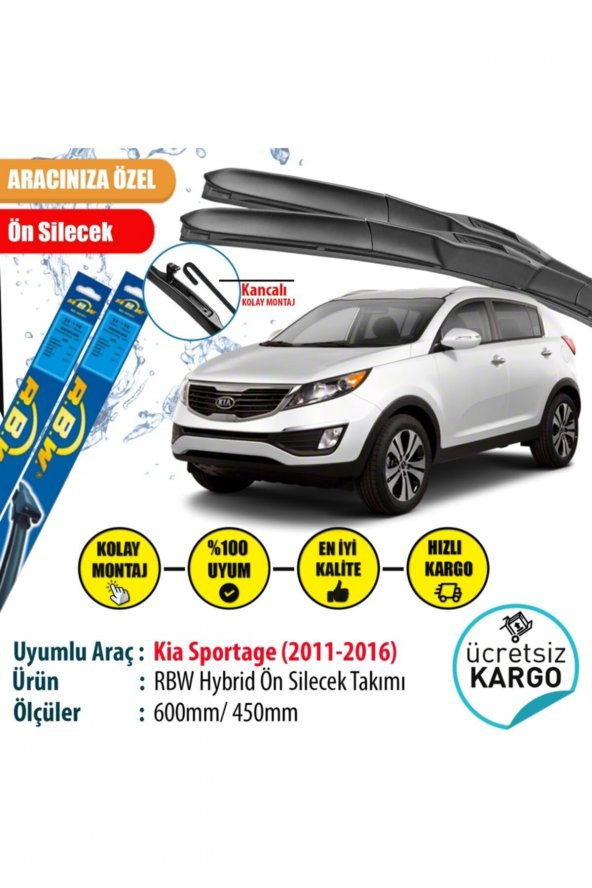 Rbw Kia Sportage 2011-2016 Hybrid Ön Silecek Takımı ürün görseli 1