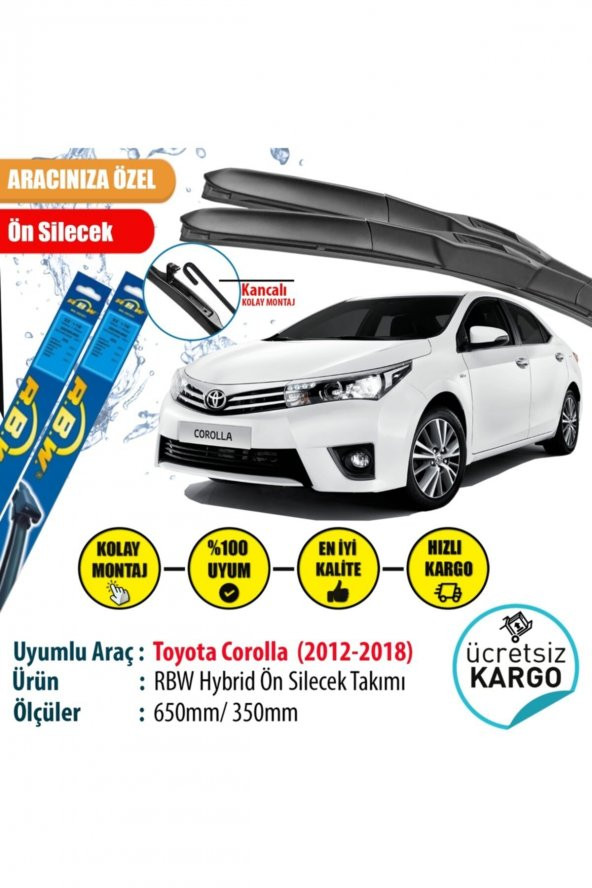 Rbw Toyota Corolla 2012-2018 Hybrid Ön Silecek Takımı ürün görseli 1