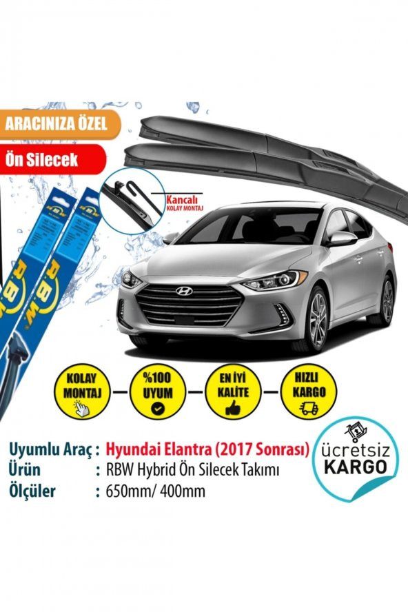 Rbw Hyundai Elantra 2017 Sonrası Hybrid Ön Silecek Takımı ürün görseli 1