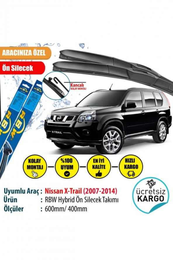 Rbw Nissan X-trail 2007-2017 Hybrid Ön Silecek Takımı ürün görseli 1