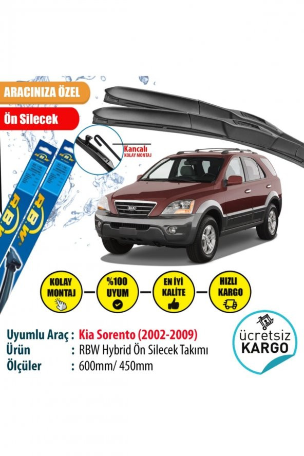 Rbw Kia Sorento 2002-2009 Hybrid Ön Silecek Takımı ürün görseli 1