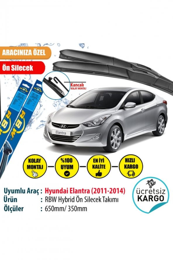 Rbw Hyundai Elantra 2011-2014 Hybrid Ön Silecek Takımı ürün görseli 1