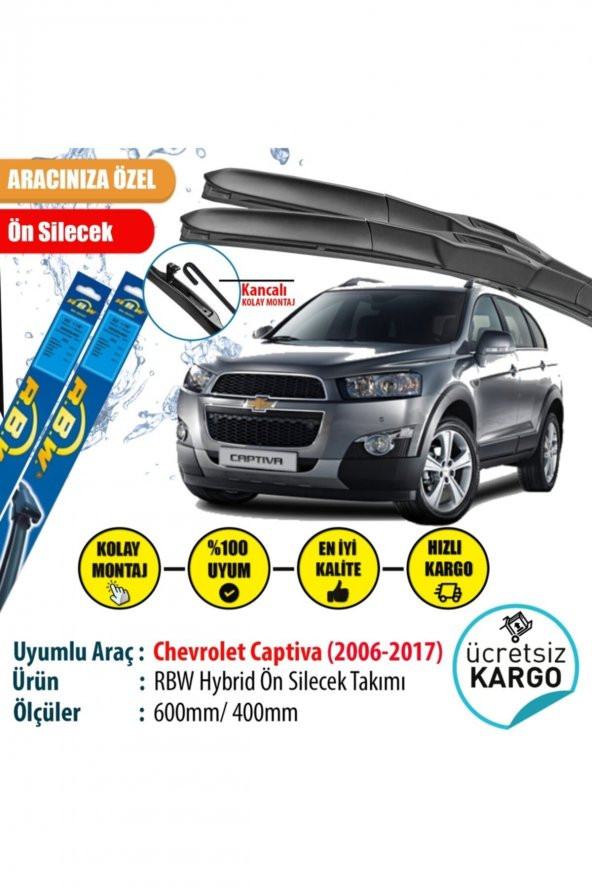 Rbw Chevrolet Captiva 2006-2017 Hybrid Ön Silecek Takımı ürün görseli 1