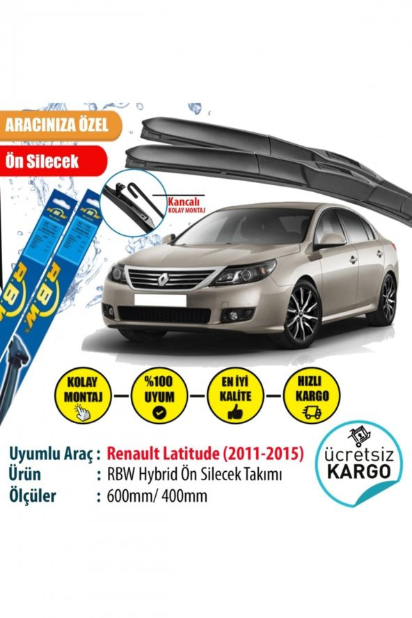 Rbw Renault Latitude 2011-2015 Hybrid Ön Silecek Takımı ürün görseli 1