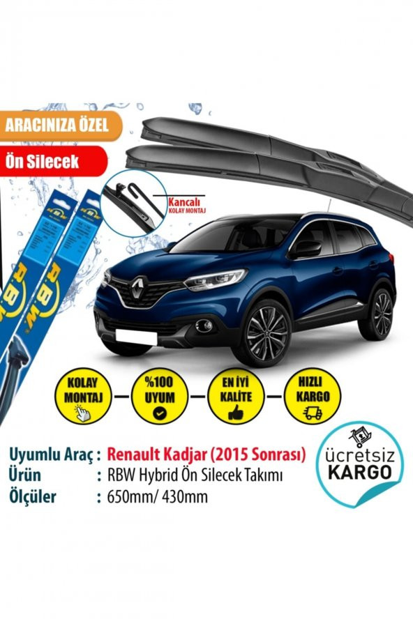 Rbw Renault Kadjar2015 Sonrası Hybrid Ön Silecek Takımı ürün görseli 1
