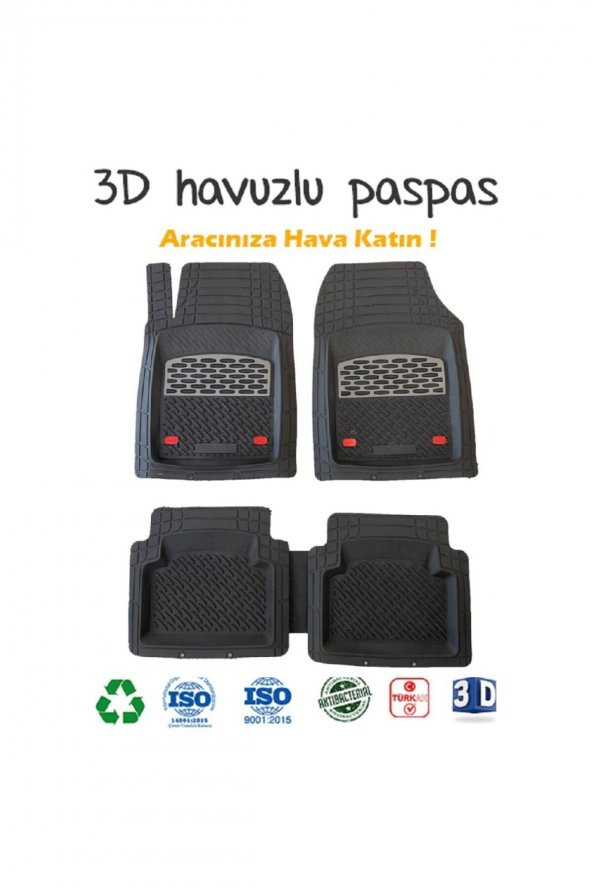SAFİR 2012 Model Chevrolet Impala Havuzlu Tip Universal Paspas - Gri Kromajlı ürün görseli 1
