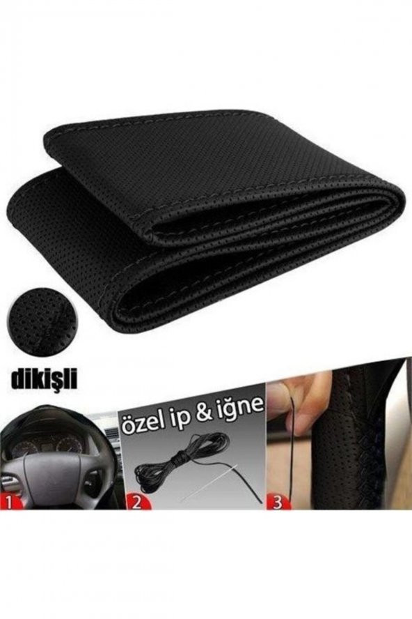 Bilsevpazarlama Direksiyon Kılıfı Dikmeli Autocorner - Siyah ürün görseli 1