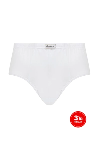 Erkek Pamuklu Kalın Kenarlı Külot 3'lü Paket - Beyaz ürün görseli 1