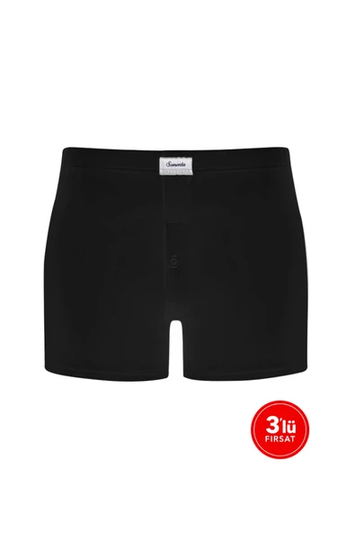 Erkek Modal Düğmeli Boxer 3'lü Paket - Siyah ürün görseli 1