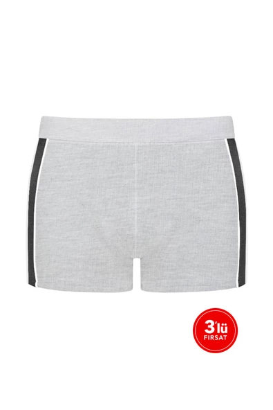 Erkek Modal İki Renkli Boxer 3'lü Paket - Melanj ürün görseli 1