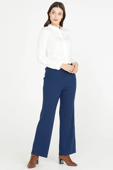 Fitilli Triko Pantolon - Lacivert - Resim 2