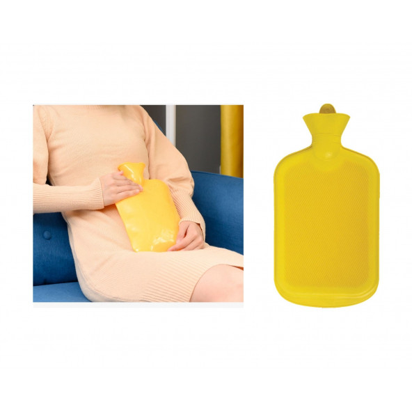 Sıcak Su Torbası Sarı Renkli Kauçuk Termofor 26x15cm 1 Litre ürün görseli 1