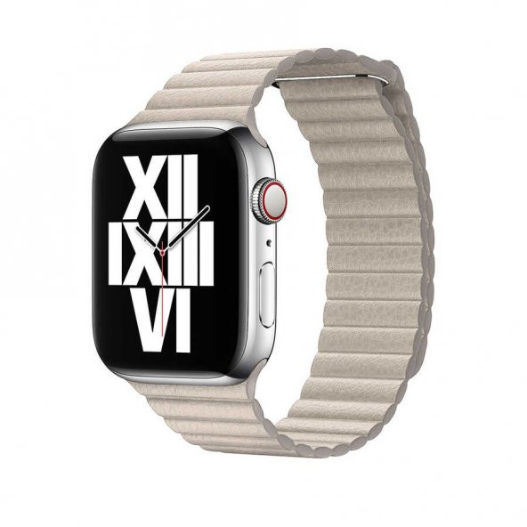 Apple Watch 44mm KRD-09 Deri Lop Kordon - Resim 4