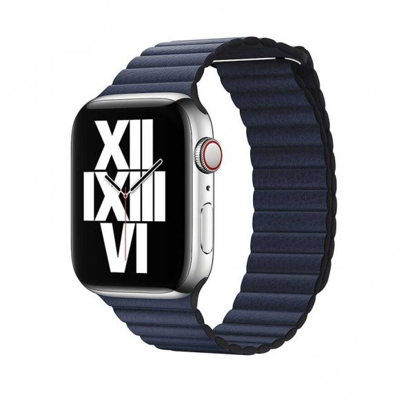 Apple Watch 44mm KRD-09 Deri Lop Kordon - Resim 7