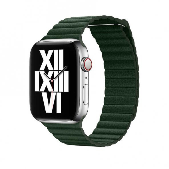 Apple Watch 44mm KRD-09 Deri Lop Kordon - Resim 8