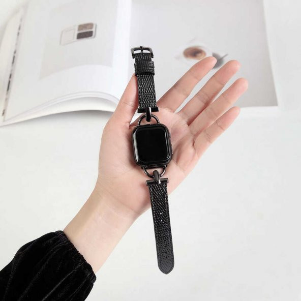 ​​​Apple Watch 7 41mm KRD-53 Deri Kordon - Resim 3