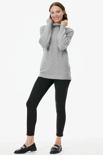 Tam Balıkçı Triko Kazak - Gri - Resim 2