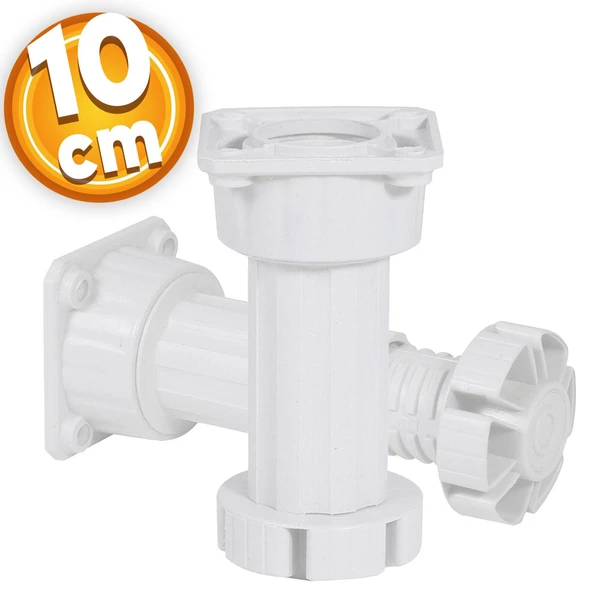 Ayarlanabilir Dolap Mobilya Tezgah Puf Yükseltici Yükseltme Ayağı 10 Cm Beyaz Ayakları ürün görseli 1