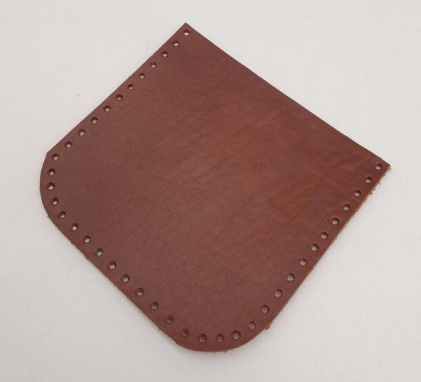 Angel Çanta Aksesuar Kızıl Kahve Gerçek Deri 12x12 cm Oval Kenar Cep ürün görseli 1