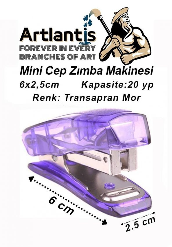 Mini Zımba Makinesi 24/6 Mor Std S3T 1 Adet Cep Zımba Makinası 20 Sayfa Kapasite Öğrenci Okul Büro ürün görseli 1