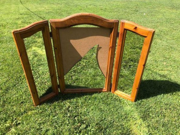 Vintage Ahşap Çerçeveli Kubbeli Katlanır Ayna 132x103cm Hasarlı ürün görseli 1